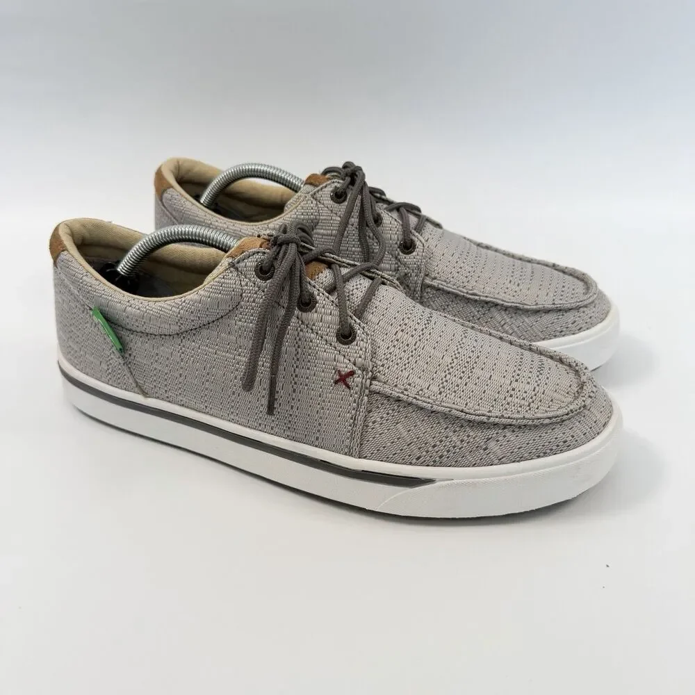Twisted X Hooey Loper Casual Shoes Mens Gray Woven Boat Sneakers Size 10.5 M